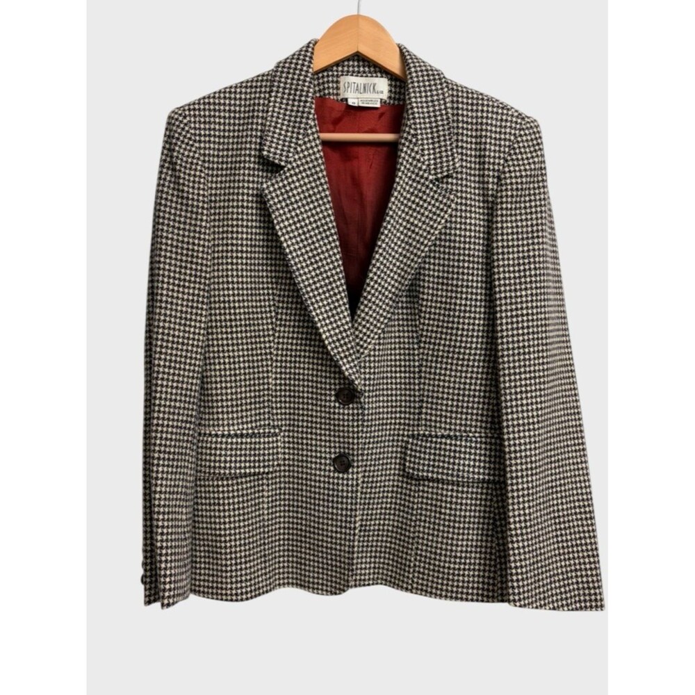 Vintage Spitalnick & Co. Houndstooth Wool Two-Button Blazer Women's 8 Academia